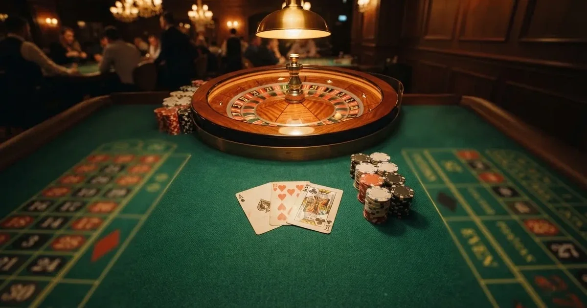 Osvijetljen stol za igru s kartama, snimljen odozgo — kombinacije za rulet